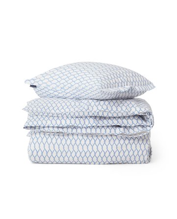 Lexington White/Blue Rope Printed Cotton Poplin Bed Set
