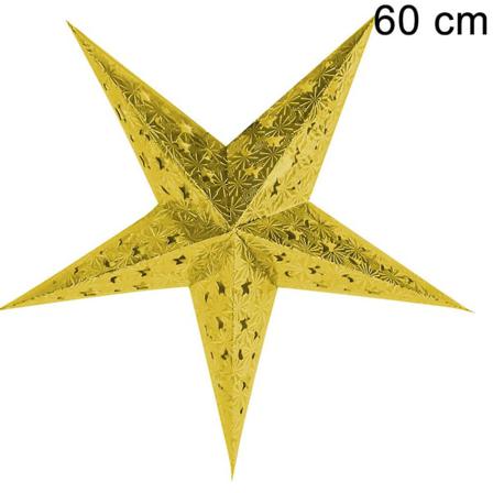 Christmas Tree Top Star Tredimensionell Femuddig Stjärna Guld 60 Cm