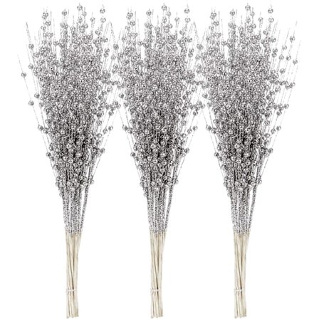 24-pack Konstgjorda Glitterbärgrenar, Dekorativa Pärlstänger