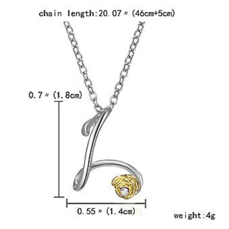 Statement Halsband med Bokstav Ros Strass Halsband 26 Retro Engelska Bokstav Hänge Halsband V