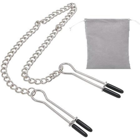 Sølvbjelle Brystklype Brystklemme Justerbar Manual Brystvorte Ikke-Piercing Smykker Brystvorte Løkke Falsk Brystvortring for Damer Vchain