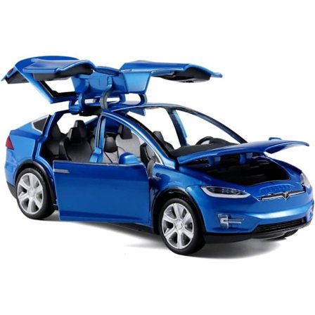 1/32 Modell x Metallstøpt Lekebil for Gutter 3-12 År Trekkbil Leke med Lyd og Lys (Blå)