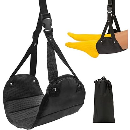 Flyfotstøtte, justerbar fot hengekøye under skrivebordet, flyreise fotstøtte, gir avslapning og komfort for lange flyreiser