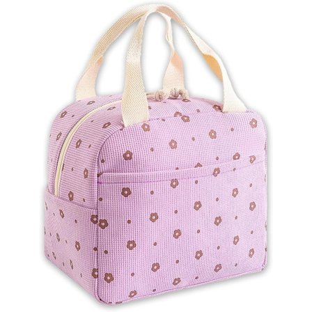 Kylväska med handtag 25,5x21x17 cm lila för lunch, jobb, kontor, resa och picknick