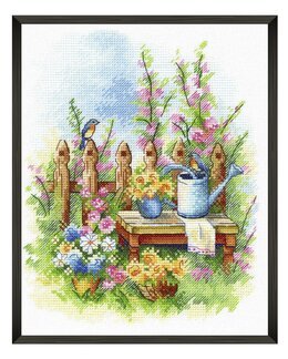 Stickpackung Bild Blumengarten