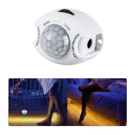 DC 5V 12V Bevægelsessensor Lysswitch Bevægelsesdetektor Timer Aktivering Auto PIR Bevægelsessensor Lys (Lysstrimmel og strømforsyning medfølger ikke)