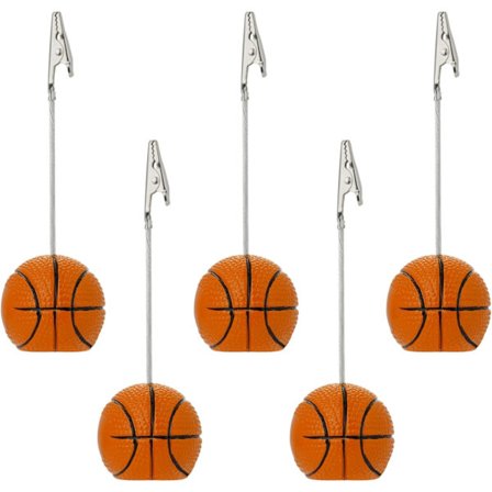 5-pack Memo-klämma med bas i hartsform och krokodilklämma, basketboll