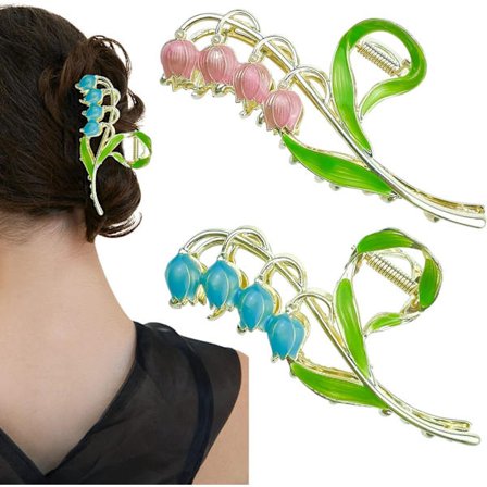 2 stk. blomstrete metallhårklemmer Blomsterklo Stor hodeplagg Haihårklo Klemme Hårklemmer Sterkt grep Hårklemmer Motehårtilbehør