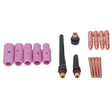 16PCS TIG Svetsbrännare Tillbehör Kit Koppar Keramisk Plasmaskärare Brännare Förbrukningsvaror för WP 17 18 26