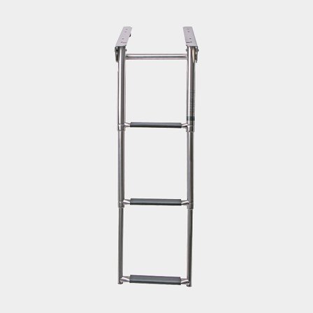 Casette Zwemtrap, gepolijst roestvrij staal, 3 treden, 80 cm uitgeschoven, 29 x 30 x 6.5 cm