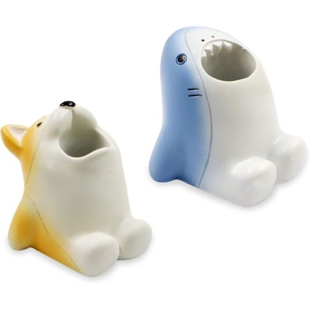 2 st Mini Tandborsthållare Stativ, Rolig Cartoon Djur Tandborsthållare, Singel Pennhållare för Skrivbord Unik