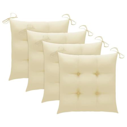 Vidaxl Trädgårdsstolar Med Gräddvita Dynor 4 St Massiv Teak Creme