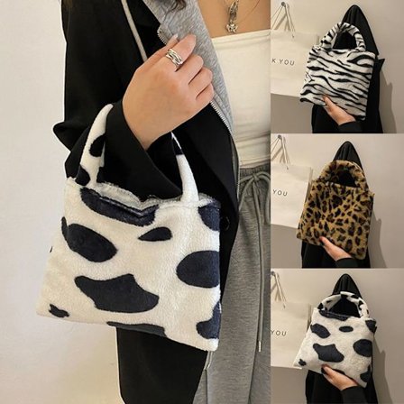 Kvinnor Söta små väskor Mjuk plysch handväskor