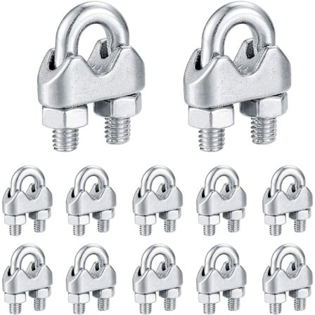 12 kpl Vaijerilukot, U-pulttisatula, U-muotoiset puristimet, Ruostumaton teräs
