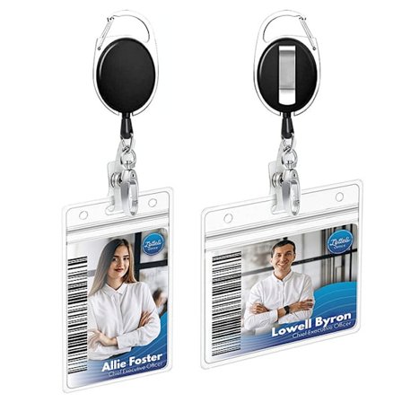2 stk. Badge Reel Retractable - ID Badge Reel med hurtigutløsning