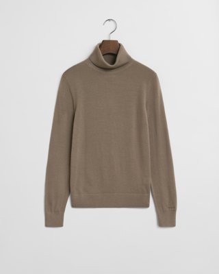 GANT - Genser i ekstra fin merinoull med høy hals til dame taupe beige