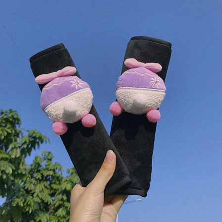 Søt tegneserie bilbelte skulderpute myk plysj sikkerhetsbelte putetrekk for bil lilla and