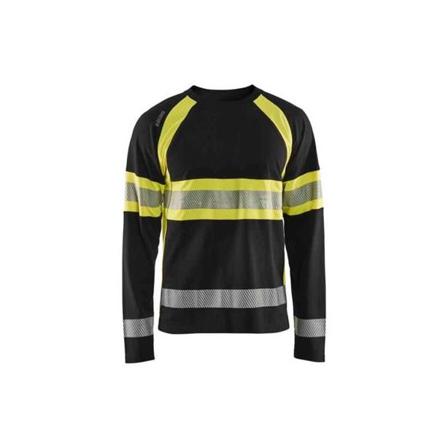 Blåkläder 351010309933XL T-shirt Sort/høj synlighed gul, langærmet Sort/Hi-Vis gul, Tøj