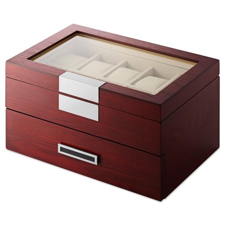 20 Slot Cherry Veneer Watch Display Box for Men - Watch boxes