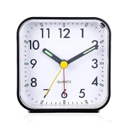 {PL}Tyst Analog Vækkeur - Lydløs, Skånsom Vækning, Snooze og LysfunktionerBY Black