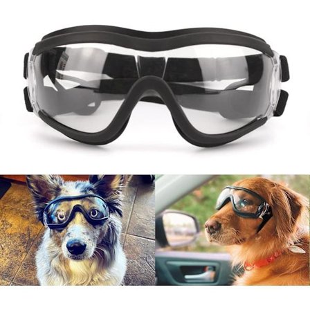 Hundsolglasögon Medium till Stor Hund UV Transparenta Glasögon Vindtäta Anti-Damm Snötäta Husdjursglasögon med Elastiska Remmar, Klar