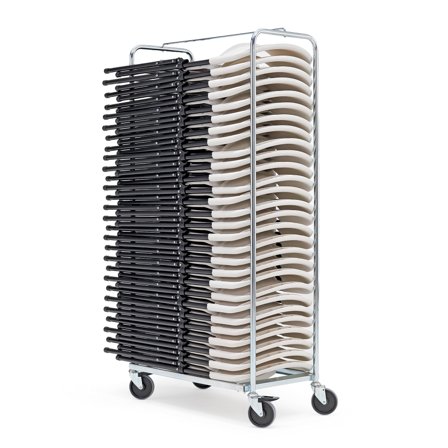 Stuhltransporter inkl. 28 Klappstühle weiß (Art.-Nr. 116391), 1760 x 485 x 900 mm, Chrom