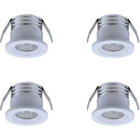 (pow yeah!) Sæt med 4 mini forsænkede LED-spots, 3 W, varm hvid, hvid