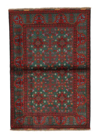 Orientalisk Kunduz Matta 101X152 Svart/Mörkröd Ull, Afghanistan