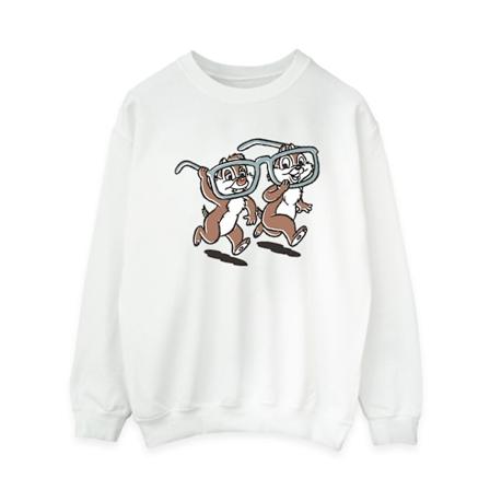 Disney Dam/Kvinnor Chip ́n Dale Glasögon Sweatshirt M Vit White M