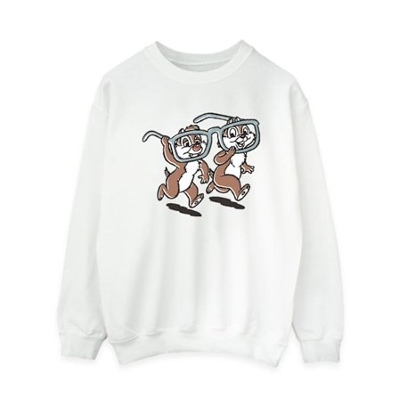 Disney Dam/Kvinnor Chip ́n Dale Glasögon Sweatshirt M Vit