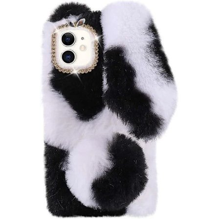 Mobiilikuori Yhteensopiva iPhone 11:n kanssa, Pörröinen Mobiilikuori Söpö Mobiilikuori Pehmo Kanin Mobiilikuori Kanin Mobiilikuori Sopii Naisille 