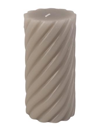 Pillar Candle Swirl 77H Home Decoration Candles Block Candles Grå Present Time