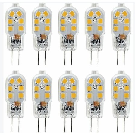 12v G4 LED-lampa, 1w motsvarande 10w halogenlampa, varmvit 2700-3200k, ej dimbar, 10-pack