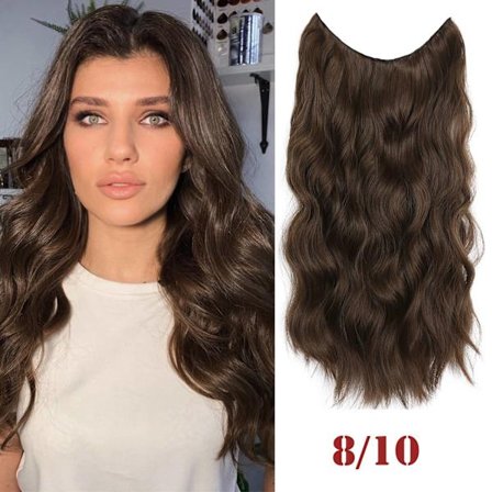 Two Clips Invisible Wire Hiustenpidennykset Synteettiset Pitkät Aaltoilevat Musta Ruskeat One Piece Tekihiuslisäkkeet Naisten Hiuspidennykset
