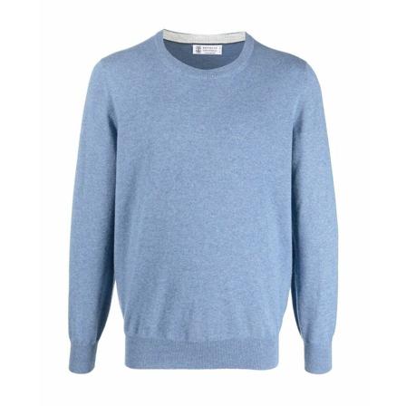 Brunello Cucinelli Girocollo , Blauw , Heren , Maat: M Truien & Vesten