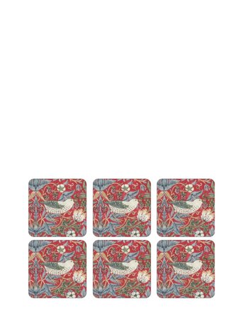 Morris & Co | Coasters Strawberry Thief Red 6-P | ONE SIZE