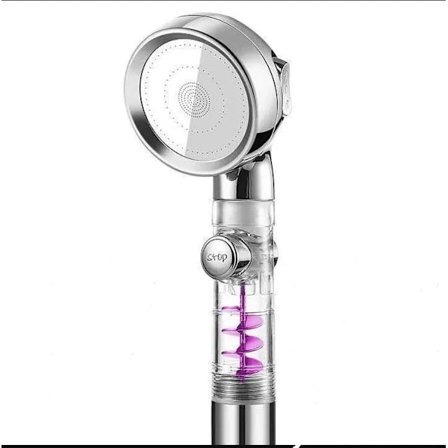 Håndholdt brusehoved med højt tryk og kraftig stråle (sølv)