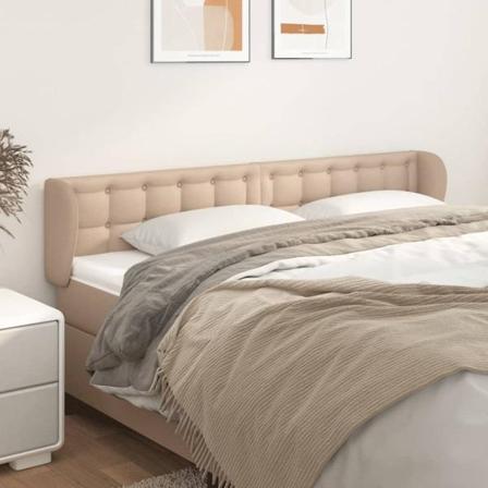 Vidaxl Huvudgavel Med Kanter Cappuccino 203x23x78/88 Cm Konstläd Brun