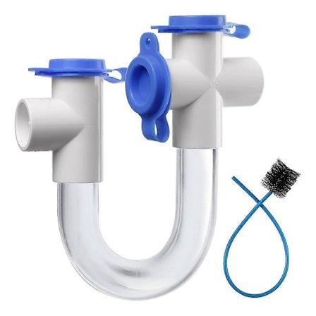 3/4 Klar PVC U-vandlås Rørfittings Connector med Rengøringsbørste til HVAC Kondensatafløbssystem