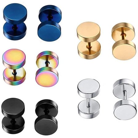 Dot örhängen, högglanspolerat kirurgiskt stål skruvplatta bakre skivproppar örhängen för kvinnor män 5 par (3MM/4MM/5MM/6MM/8MM alternativ)