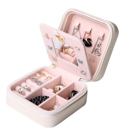 Rosa Mini Reise Smykkeskrin Organizer Smykkeskrin Display Stora