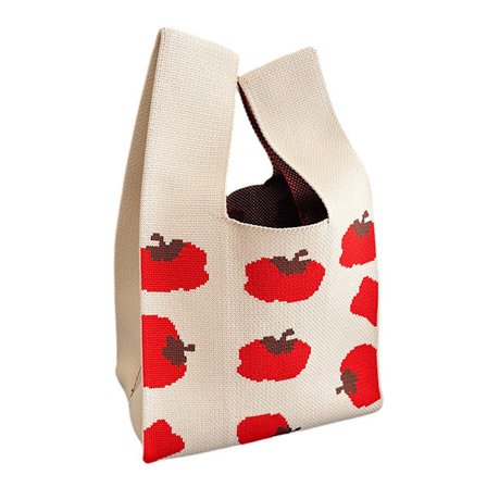 Dam Tote Bag Retro Söt Liten Stickad Väska Bärbar Bento Väska Casual Shopping Utomhus Handväska