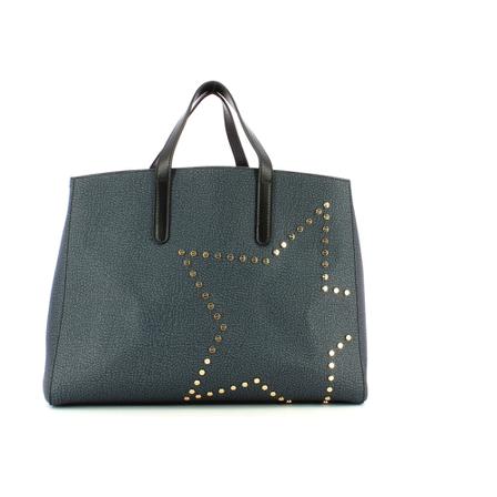 Borbonese, Handbag graffiti with star Blauw, Dames, Maat:ONE Size
