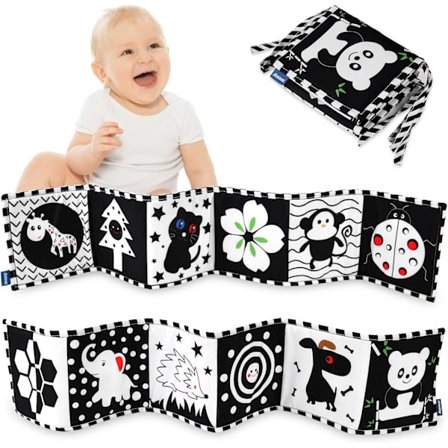 Baby tygbok svart och vit hög kontrast hopfällbar mjuk tygbok