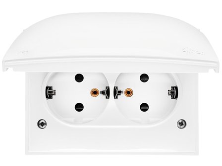 Simon Stikkontakt Dobbel X4 IP44 påvegg 16A Hvit