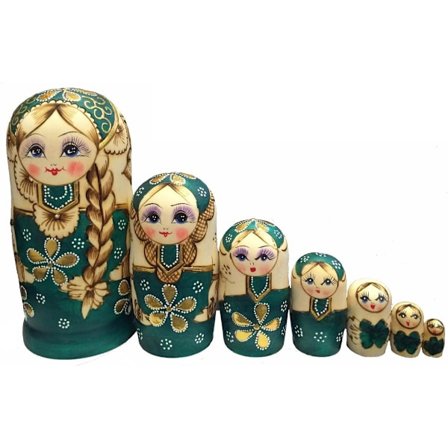 7 stk. Grøn Sweater Russisk Pige Matryoshka Dukker