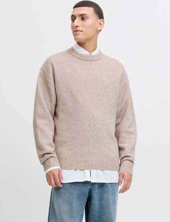 Jack & Jones Jjesoho Ollie Knit Crew Neck Sn - Cream - XL
