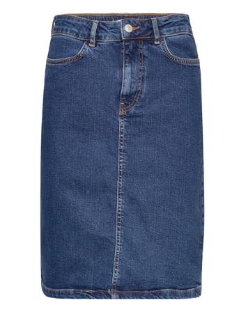 Elisa Skirt Knelangt Skjørt Blå Basic Apparel*Betinget Tilbud