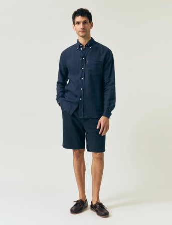 Lexington Clothing Casual Linen Blend Shorts - Blue - XL