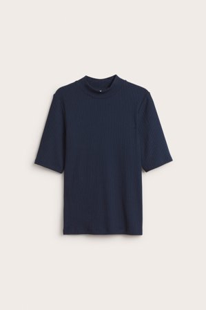 Kappahl | Ribbet topp med polokrage | Mørkeblå